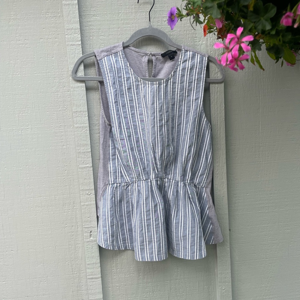 J. Crew Striped Sleeveless Peplum Blouse